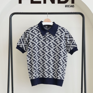 펜디 FENDI 남성 자카드 FF 카라 니트 티셔츠