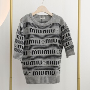 미우미우 여자 니트 로고 캐시미어 스웨터